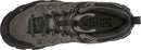 Gray hiking shoe with brand logo on a white background