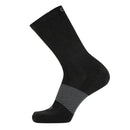 Black sock with a striped pattern on a white background
