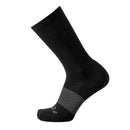 Black sock with gray striped pattern on a white background