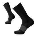 Black socks with gray striped pattern on a white background