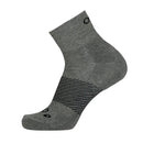 Gray ankle sock with black pattern on a white background