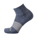 Blue ankle sock with a striped pattern on a white background