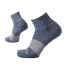Pair of blue ankle socks with striped pattern on a white background