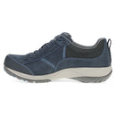 Blue casual shoe with gray accents on a white background