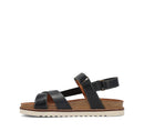 Black sandal with cork sole on a white background