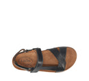 Brown sandal with black straps on a white background