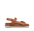Brown sandal with white sole on a white background