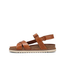 Brown sandal with cork sole on a white background