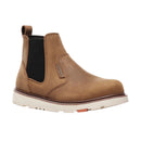 Brown leather Chelsea boot on a white background