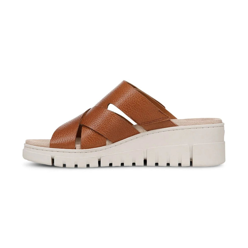 Vionic Uptown Sunset Wedge Sandal Tan Leather Women's
