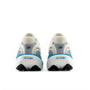 Pair of white and gray sneakers with blue accents on a white background