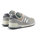 Gray New Balance sneakers on a white background