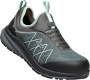 Gray and black sneaker with brand logo on a white background