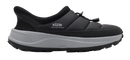 A black Kizik Nano Free Footwear shoe with a thick, dual-toned gray and black Vibram sole, shown from a side profile on a white background.