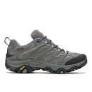 Gray hiking shoe with black sole on a white background