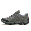 Gray hiking shoe with black sole on a white background