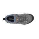 Gray hiking shoe with blue accents on a white background