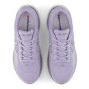 Pair of lavender running shoes on a white background