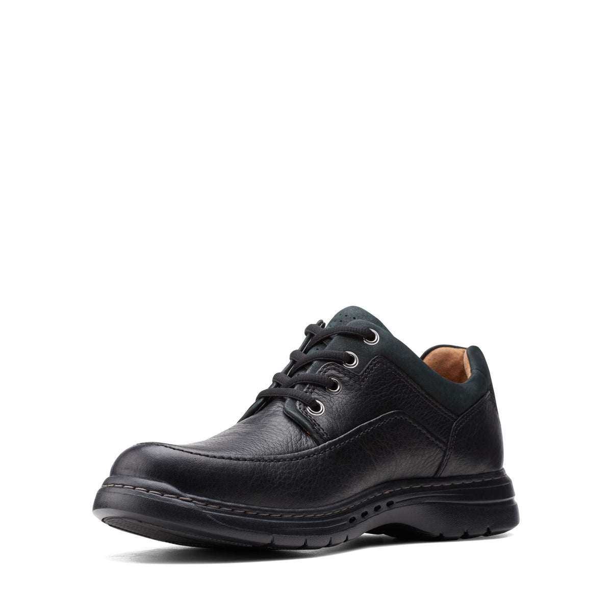 Clarks Un Brawley Lace Black Leather Men display picture 2