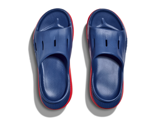 Hoka Ora Recovery Slide Bellwether Blue Red Alert Unisex